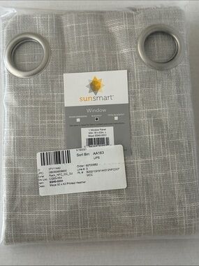 Sunsmart Grey Maya Printed Heather Window Curtain Panel with Grommets